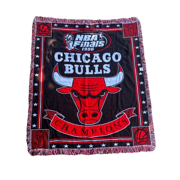 1996 NBA Champions Chicago Bulls Blanket Throw NorthWest Co. USA MADE - Picture 1 of 4